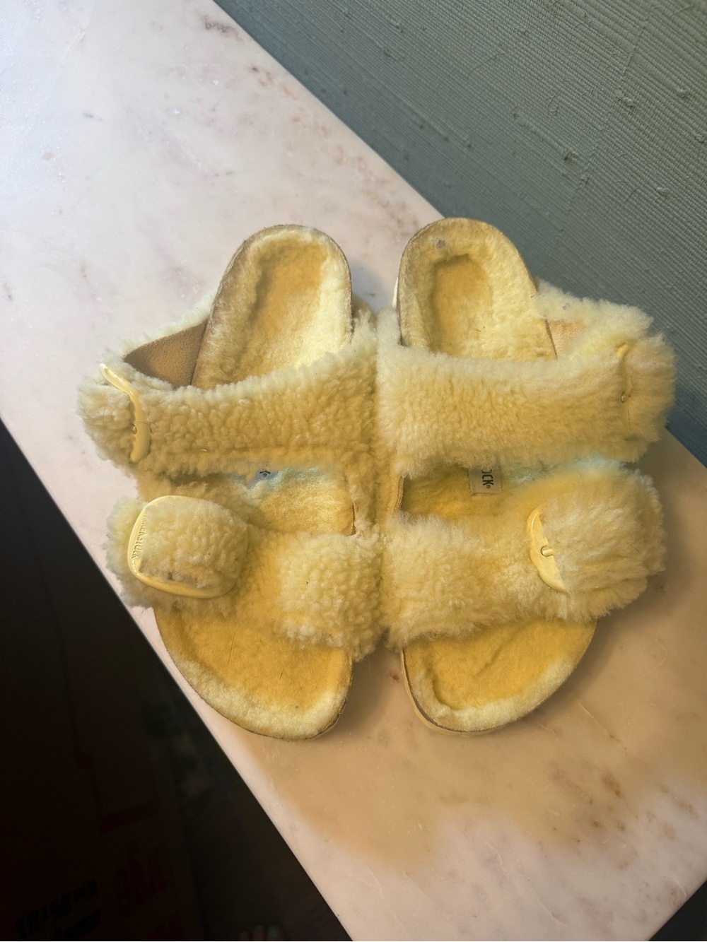 Birkenstock shearling slides